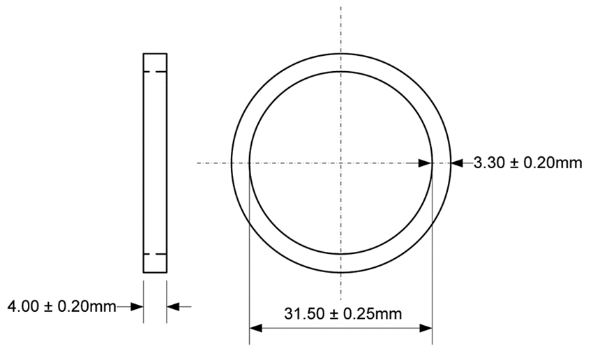 Uszczelka o średnicy 3,2 cm McAlpine rysunek techniczny