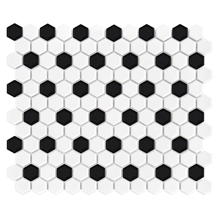 Mozaika gresowa 26x30 cm Dunin Hexagonic Mini Hexagon B&W Mix