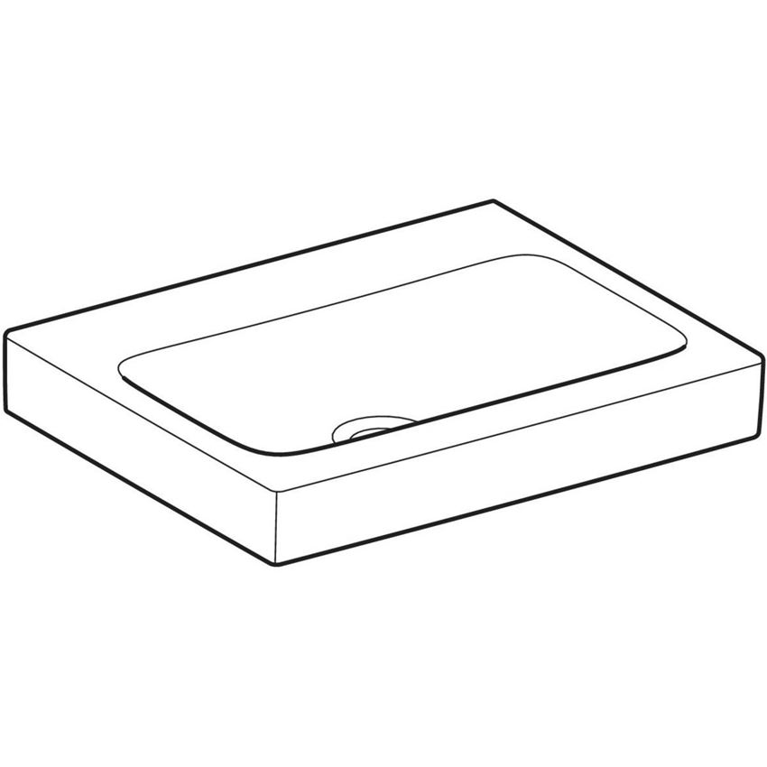 Umywalka ścienna bez otworu na baterię bez przelewu 60 cm biała/KeraTect Geberit iCon rysunek