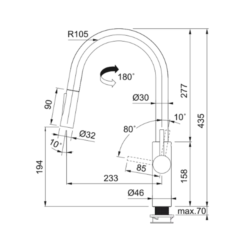 Bateria kuchenna Franke Pescara 115.0538.940 rys techniczny