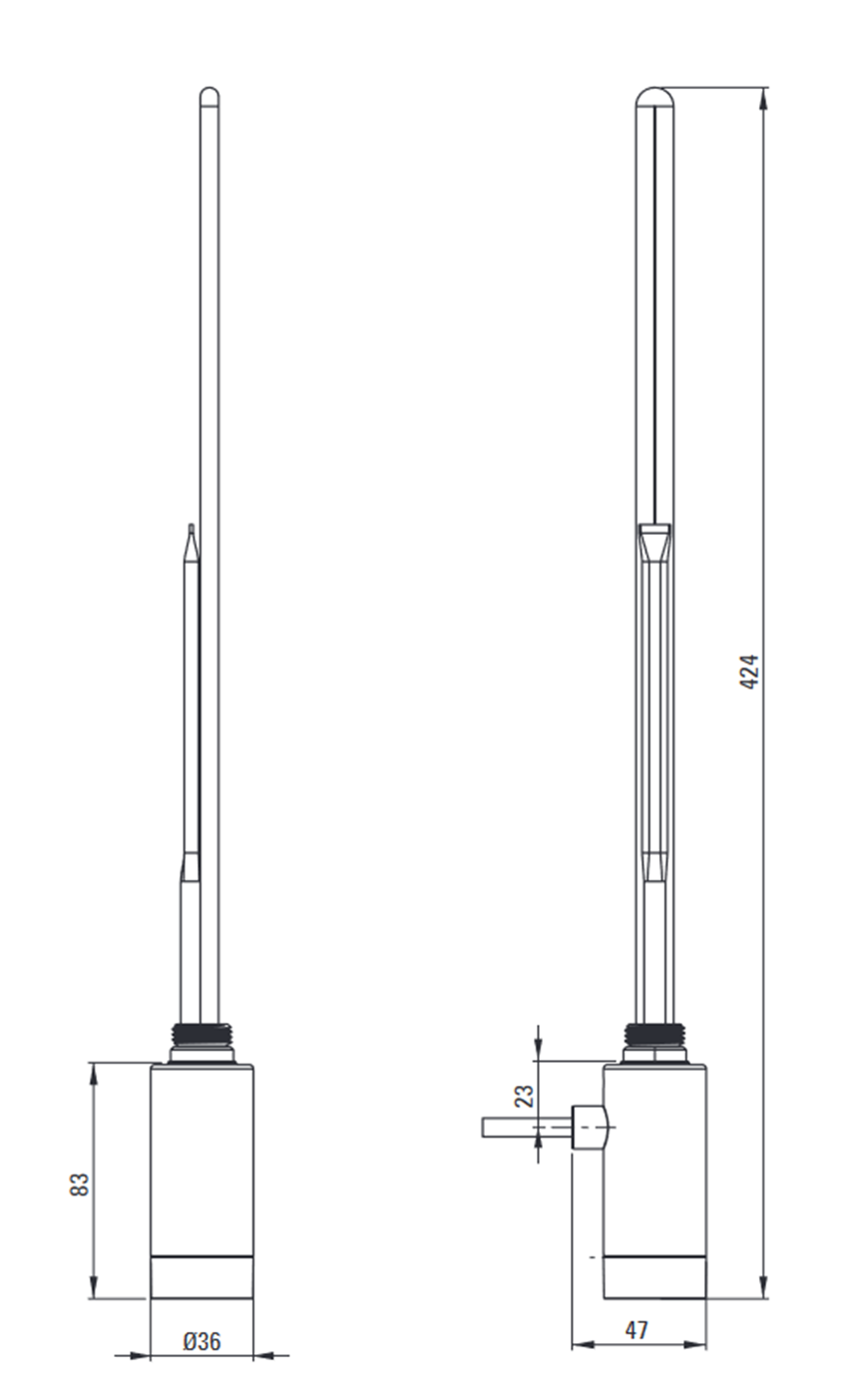 Grzałka do grzejnika łazienkowego 400 W Deante Silia rysunek