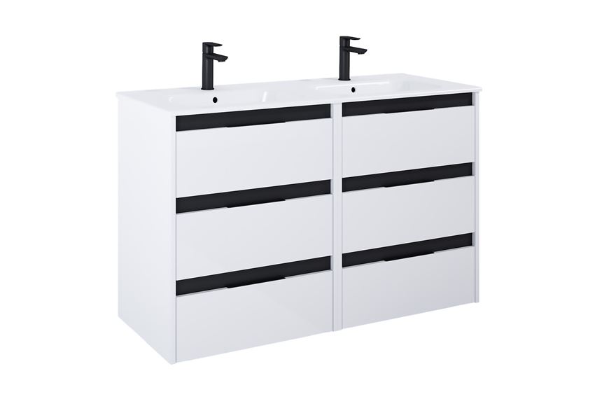 Szafka podumywalkowa 60 cm z 3 szufladami biały połysk+czerń Roca Alpine
