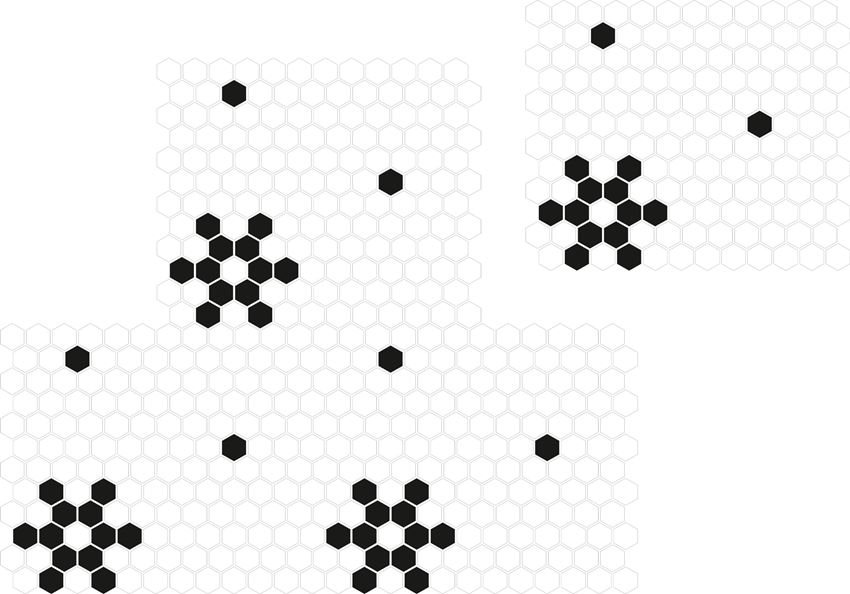 Mozaika gresowa 26x30 cm Dunin Hexagonic Mini Hexagon B&W Snow