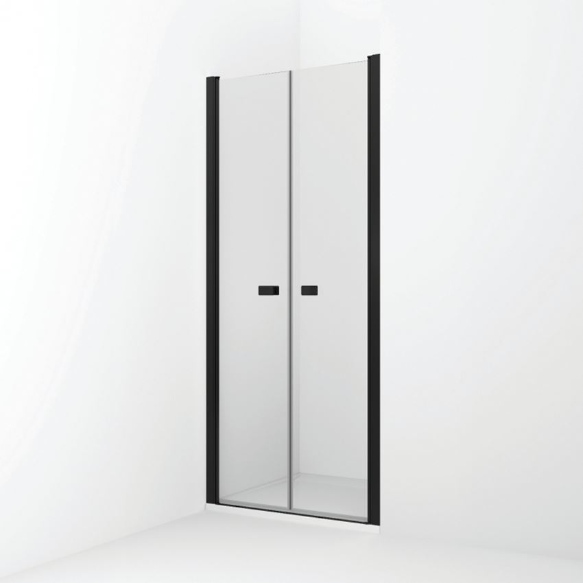 Drzwi wahadłowe dwuczęściowe czarny mat 70-100x200 cm IÖ Forsa