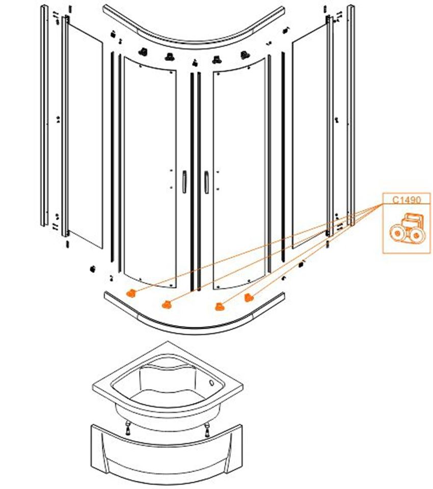 Wózek kompletny wypinany Sanplast rysunek