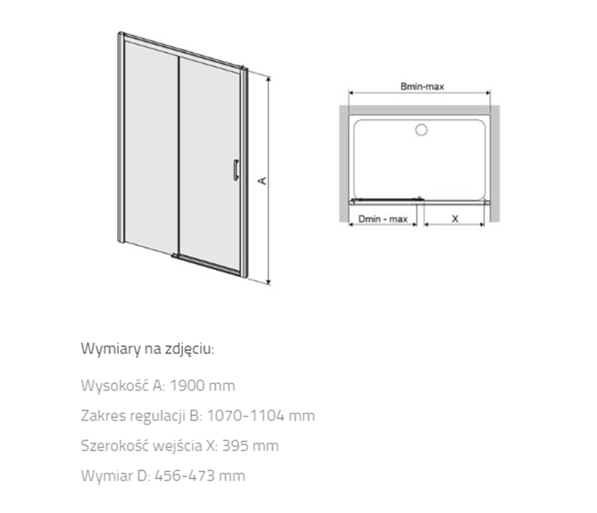 Drzwi przesuwne Sanplast Free Zone 600-271-3130-59-401 rys techniczny