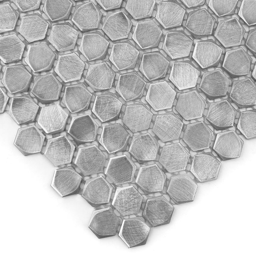 Mozaika metalowa 30x30 cm Dunin Metallic Allumi Silver Hexagon 14