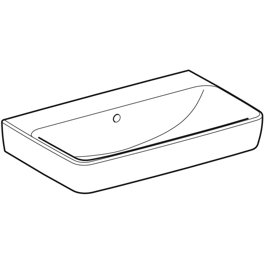 Umywalka ścienna bez otworu na baterię z przelewem 65 cm biała Geberit Selnova Compact rysunek