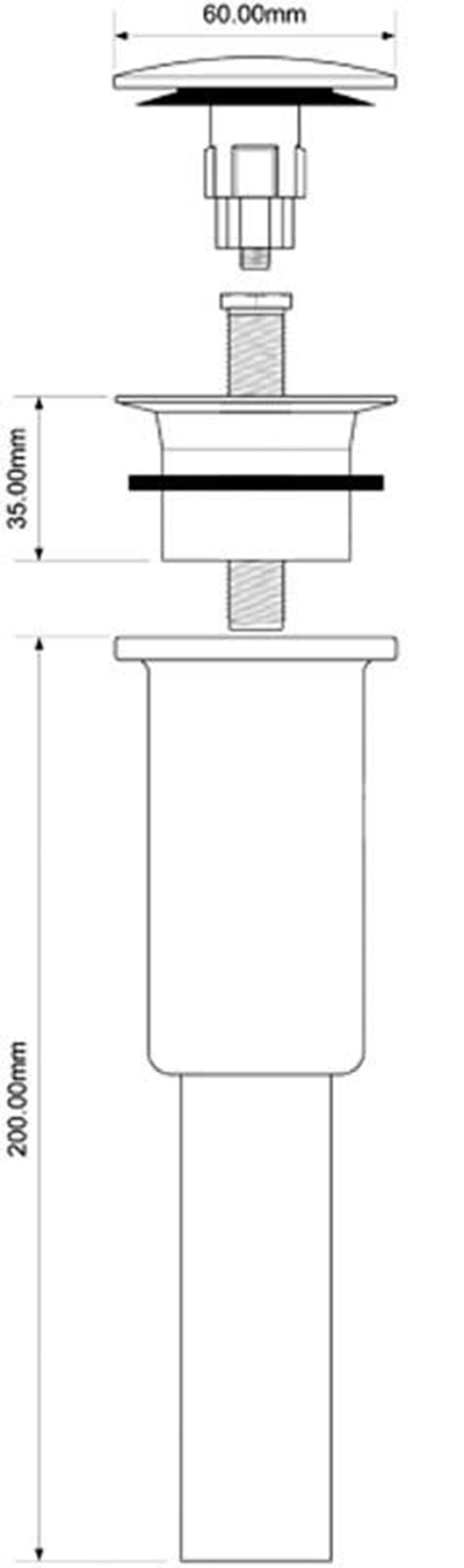 Spust umywalkowy kwadratowy McAlpine rysunek techniczny