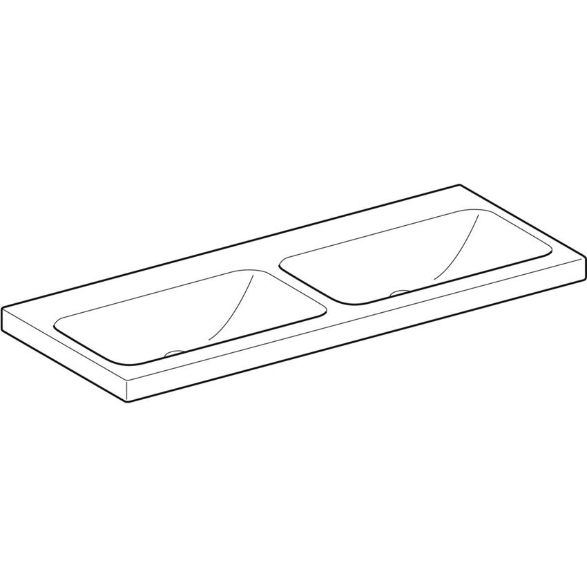 Umywalka podwójna ścienna bez otworu na baterię bez przelewu 120 cm Geberit iCon Light rysunek