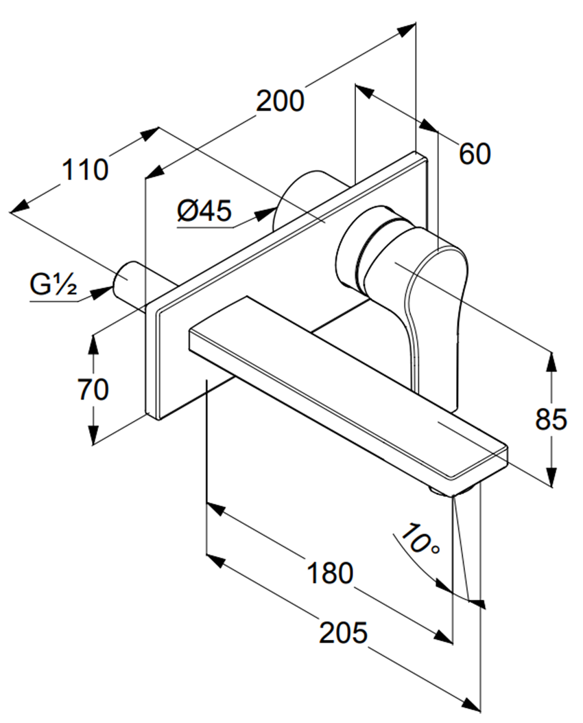 Bateria umywalkowa Kludi Zenta SL 482473965 rys techniczny