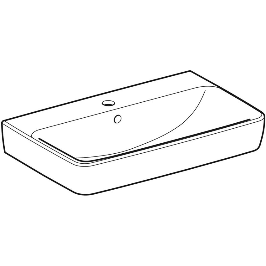 Umywalka ścienna z otworem na baterię z przelewem 55 cm biała/KeraTect Geberit Selnoca Compact rysunek