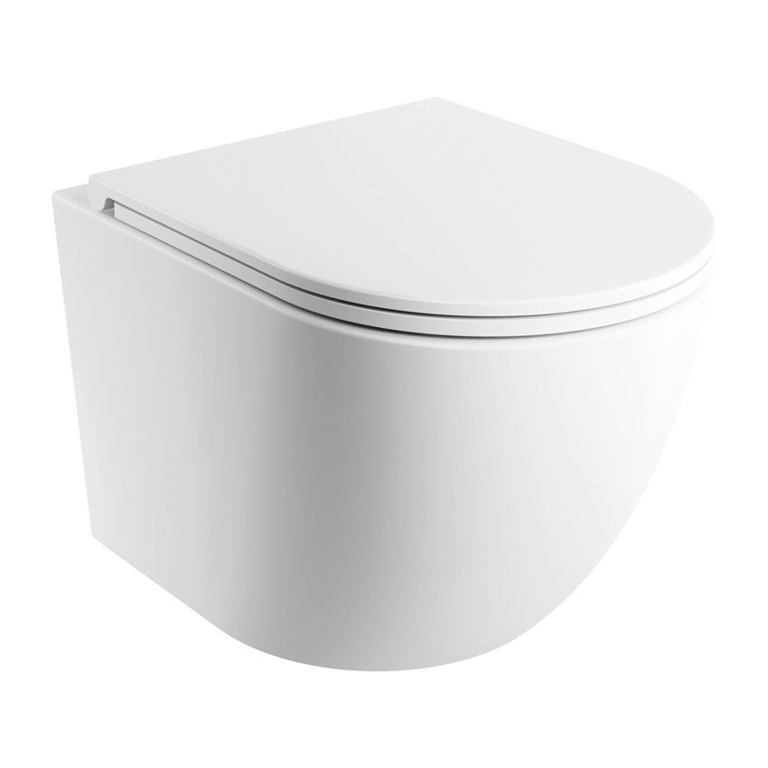 Miska WC wisząca bezkołnierzowa z deską wolnoopadającą 49x37 cm biały mat Omnires Ottawa Comfort