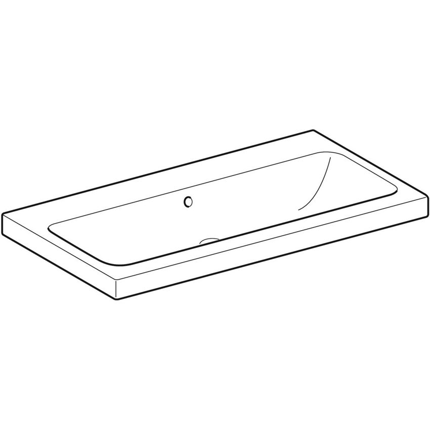 Umywalka ścienna bez otworu na baterię z przelewem 90 cm Geberit iCon Light  rysunek