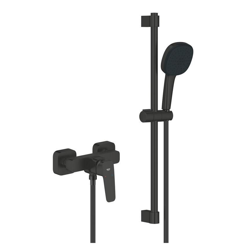 Zestaw prysznicowy z baterią ścienną matte black Grohe Cubeo