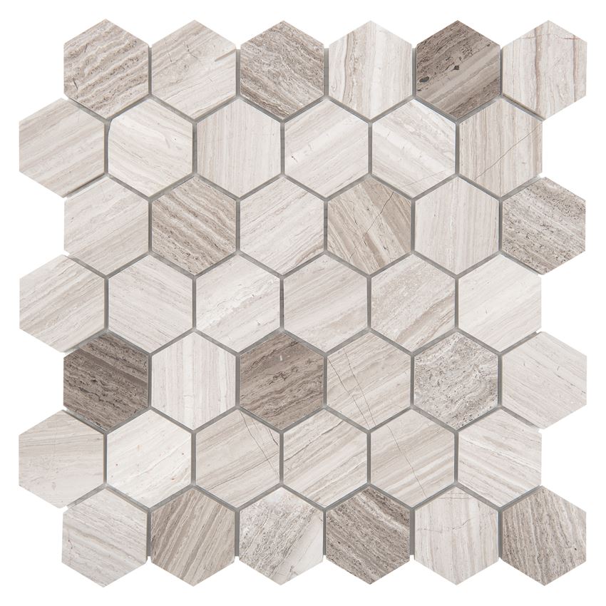 Mozaika kamienna 29,8x30,2 cm Dunin Woodstone Grey Hexagon 48