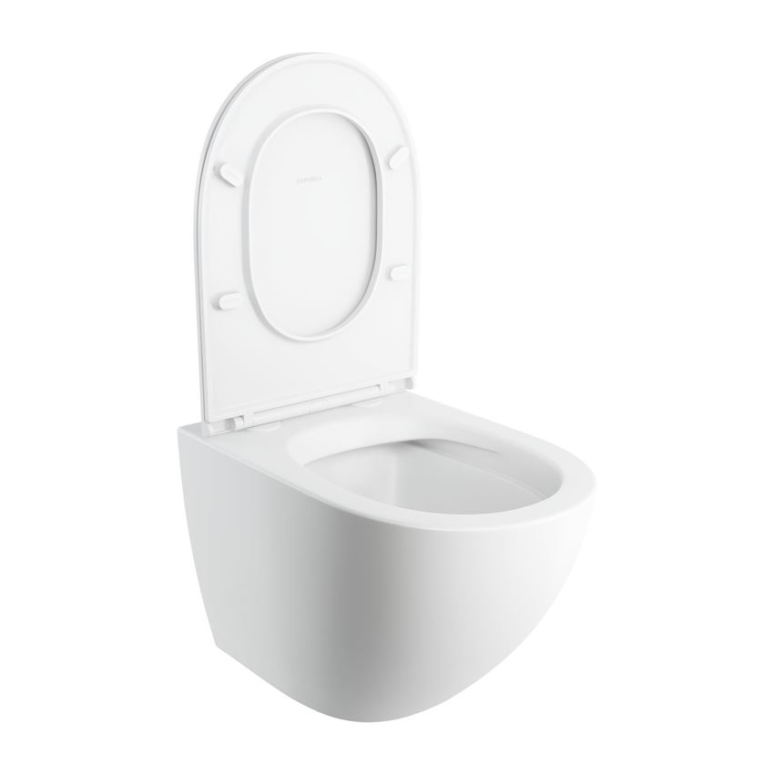 Miska WC wisząca bezkołnierzowa z deską wolnoopadającą 54x37 cm biały mat Omnires Ottawa Comfort