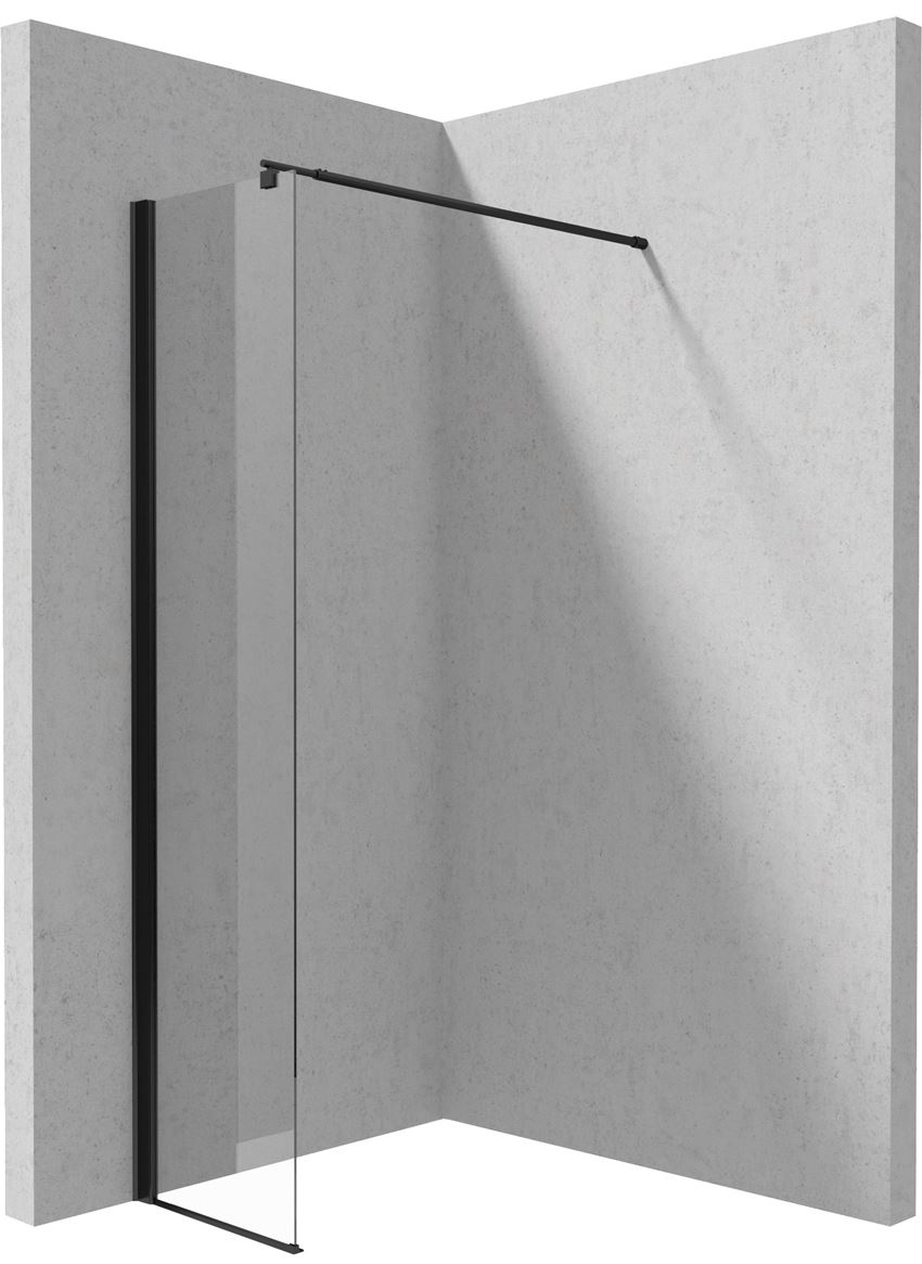 Ścianka prysznicowa / walk-in systemu Kerria Plus szkło przezroczyste profile czarne 40x200 cm Deante Kerria Plus