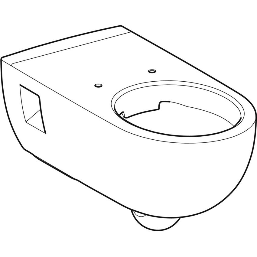 Miska WC wisząca długa bez barier Rimfree bez deski częściowo ukryte mocowania biała Geberit Selnova Comfort rysunek