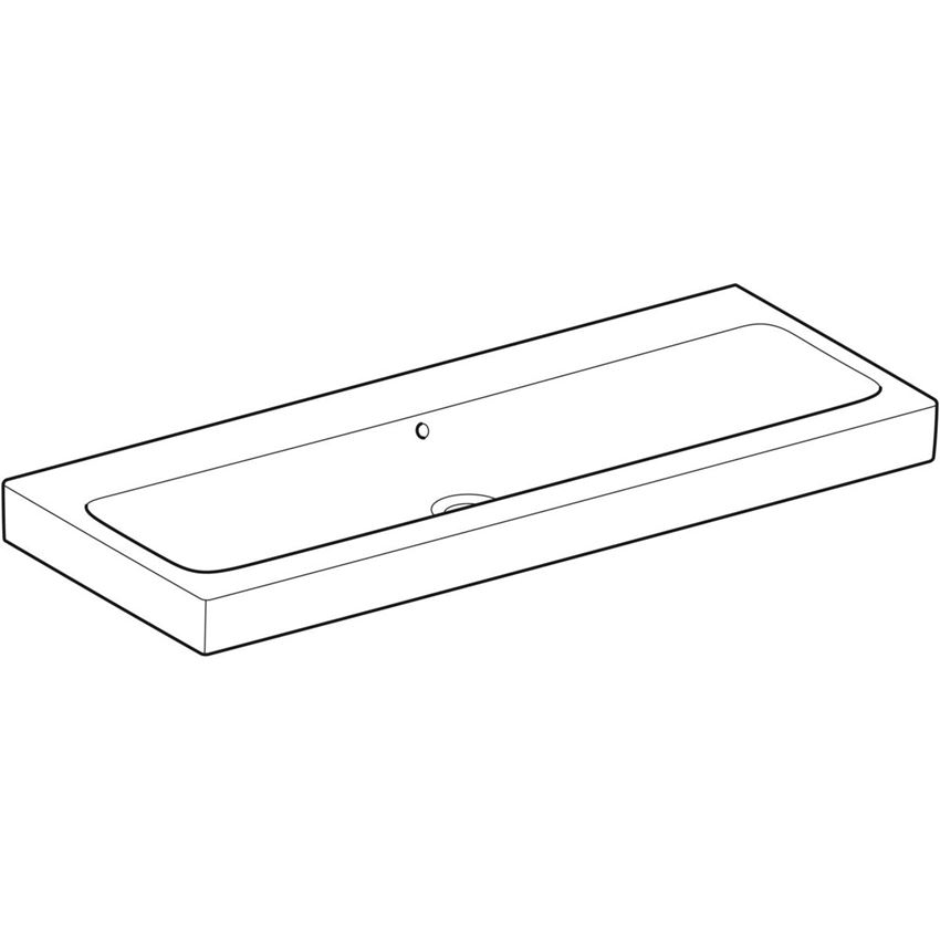 Umywalka ścienna bez otworu na baterię z przelewem 120 cm, biała/KeraTect Geberit iCon rysunek