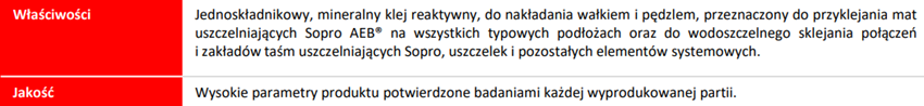 Klej wodoszczelny Sopro FDK 1-K 1180 karta techniczna