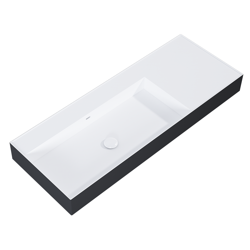 Umywalka ścienna lewa 120 cm white matt/black matt  Elita Level
