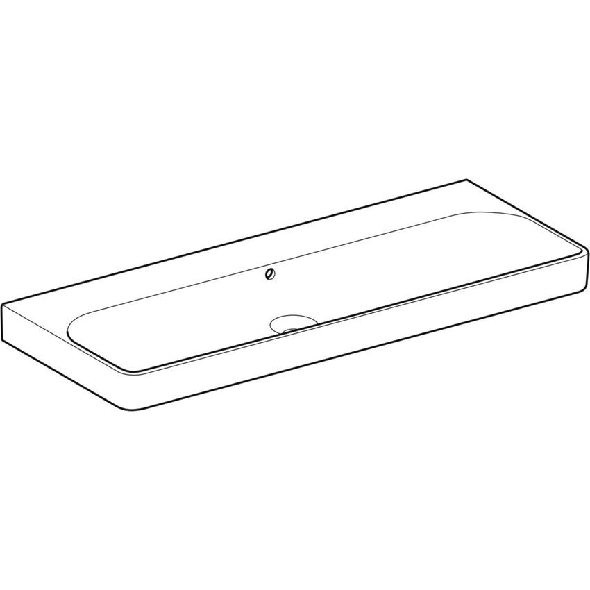 Umywalka ścienna bez otworu na baterię z przelewem 120 cm biała Geberit Smyle Square rysunek