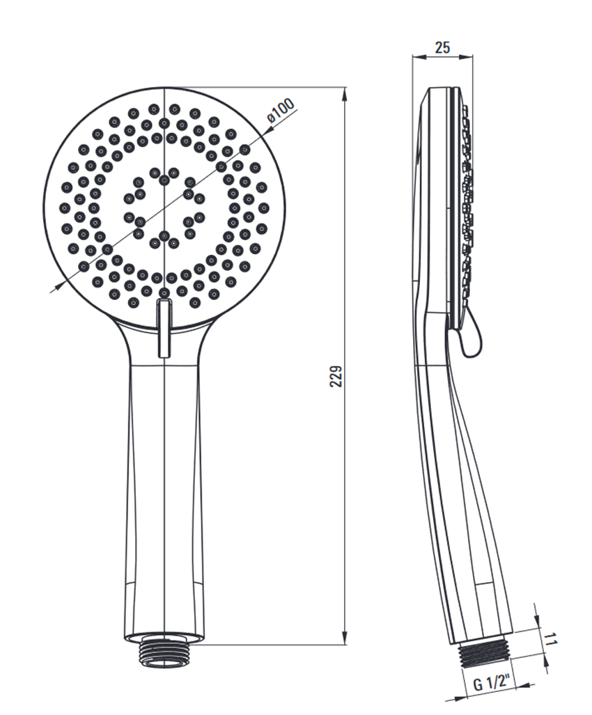 Deszczownica z baterią prysznicową termostatyczną chrom Deante rysunek