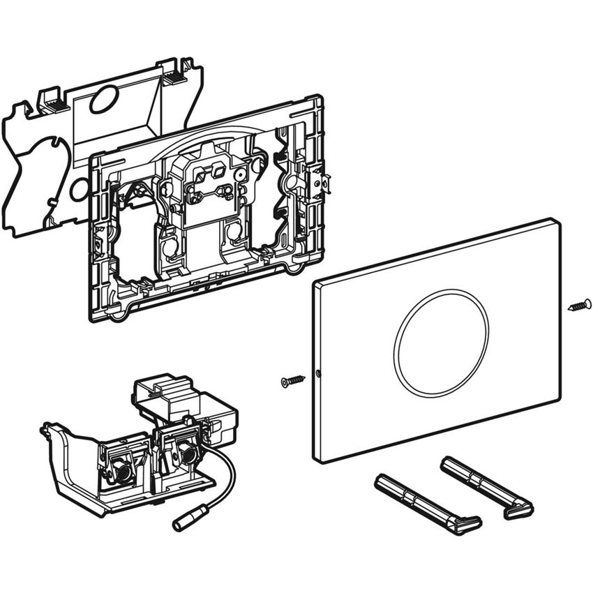 Elektroniczny zestaw uruchamiający WC, zasilanie sieciowe do spłuczki podtynkowej Sigma 12 cm, przycisk uruchamiający Sigma10 rysunek