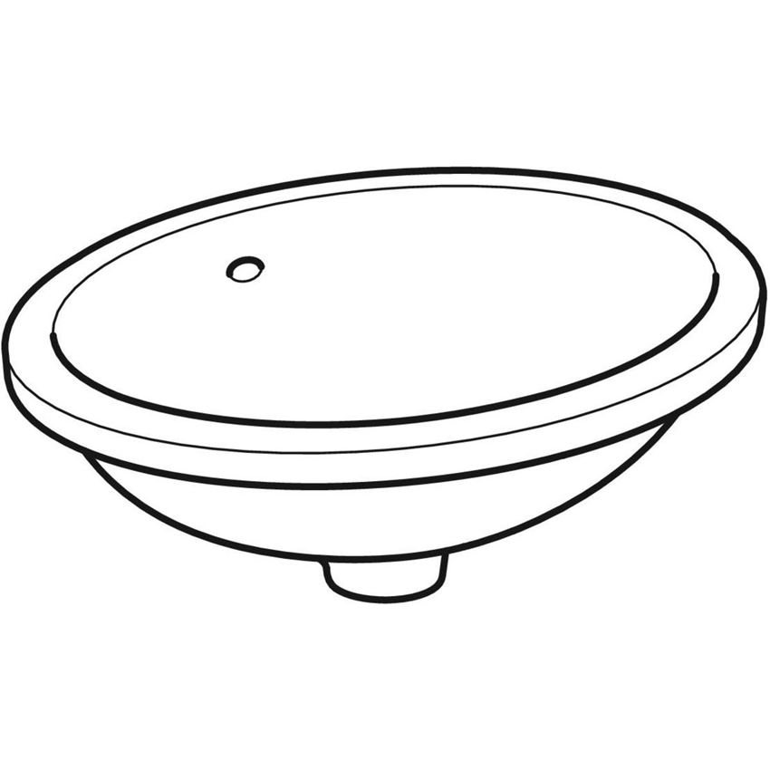Umywalka podblatowa bez otworu na baterię z przelewem 49,5 cm Geberit VariForm rysunek