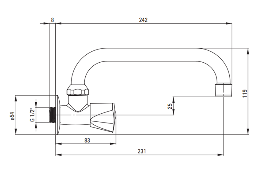 Bateria umywalkowa Deante BEZ 050L rys techniczny