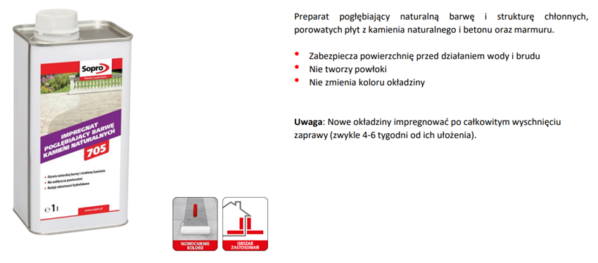 Impregnat do kamienia naturalnego Sopro NFV 705 karta techniczna