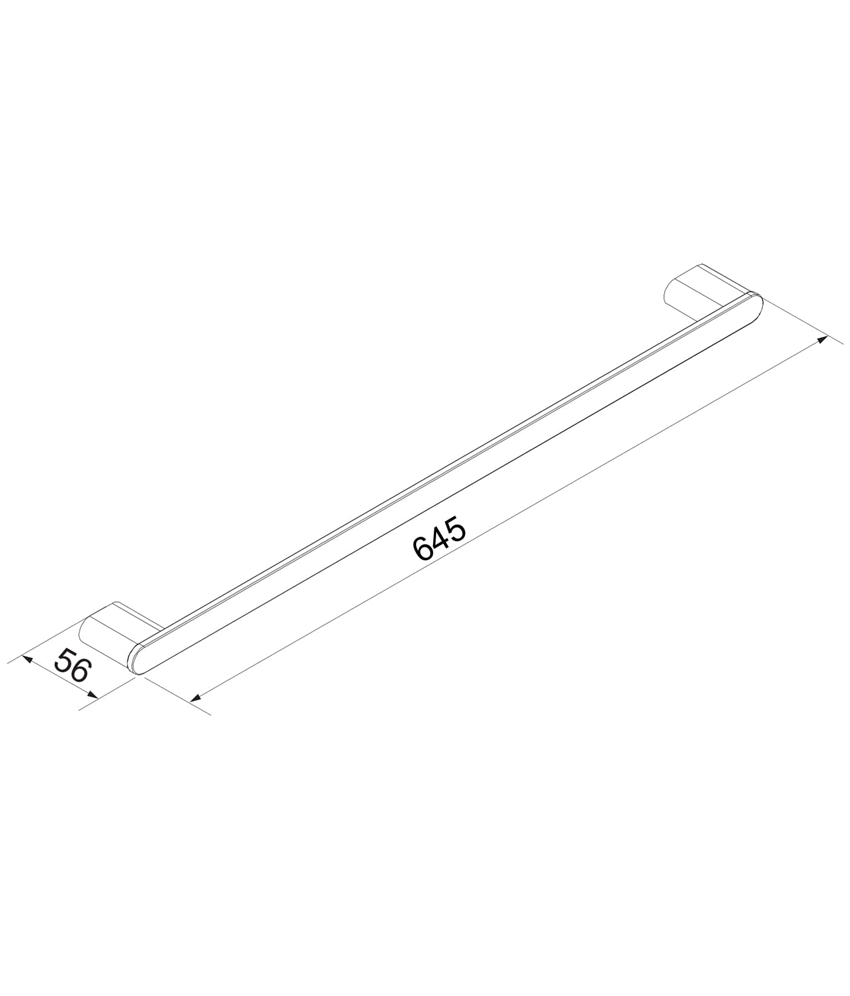 Wieszak na ręcznik 64x2x5 cm Omnires Michigan rysunek techniczny