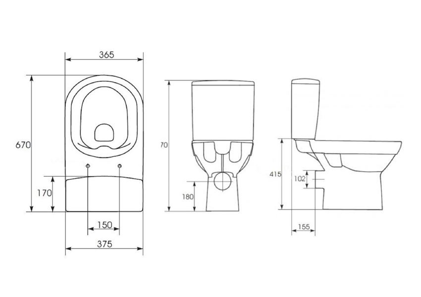 Kompakt WC CleanOn z deską duroplastową Cersanit City rysunek