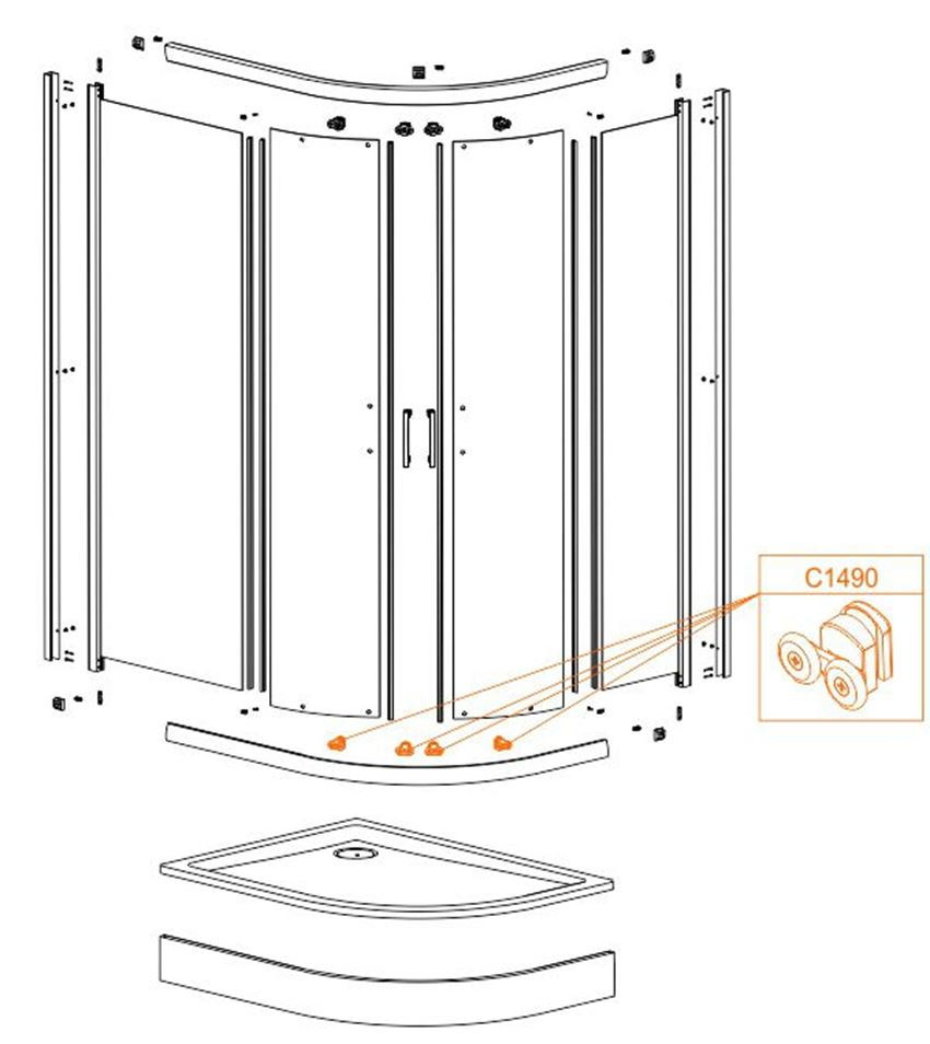 Wózek kompletny wypinany Sanplast rysunek