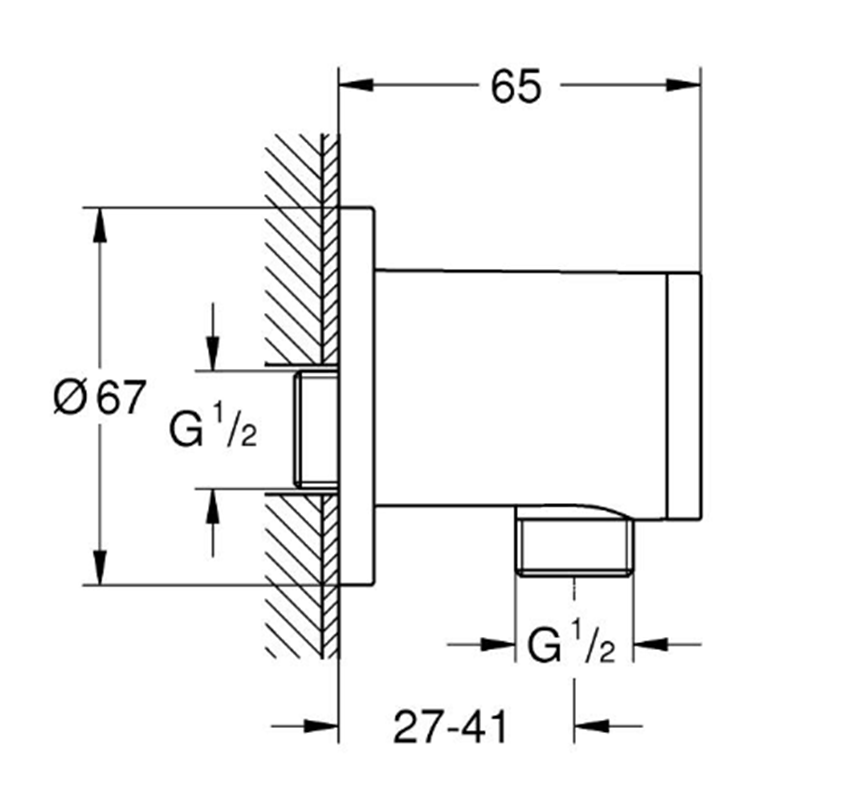 Kolanko przyłączeniowe Grohe Tempesta 28680001 rys techniczny