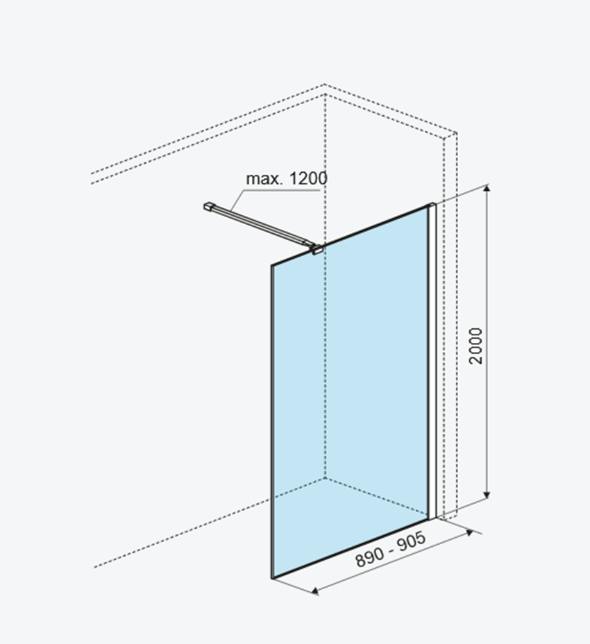 Kabina walk-in 90x200 cm Excellent Vidoq rysunek