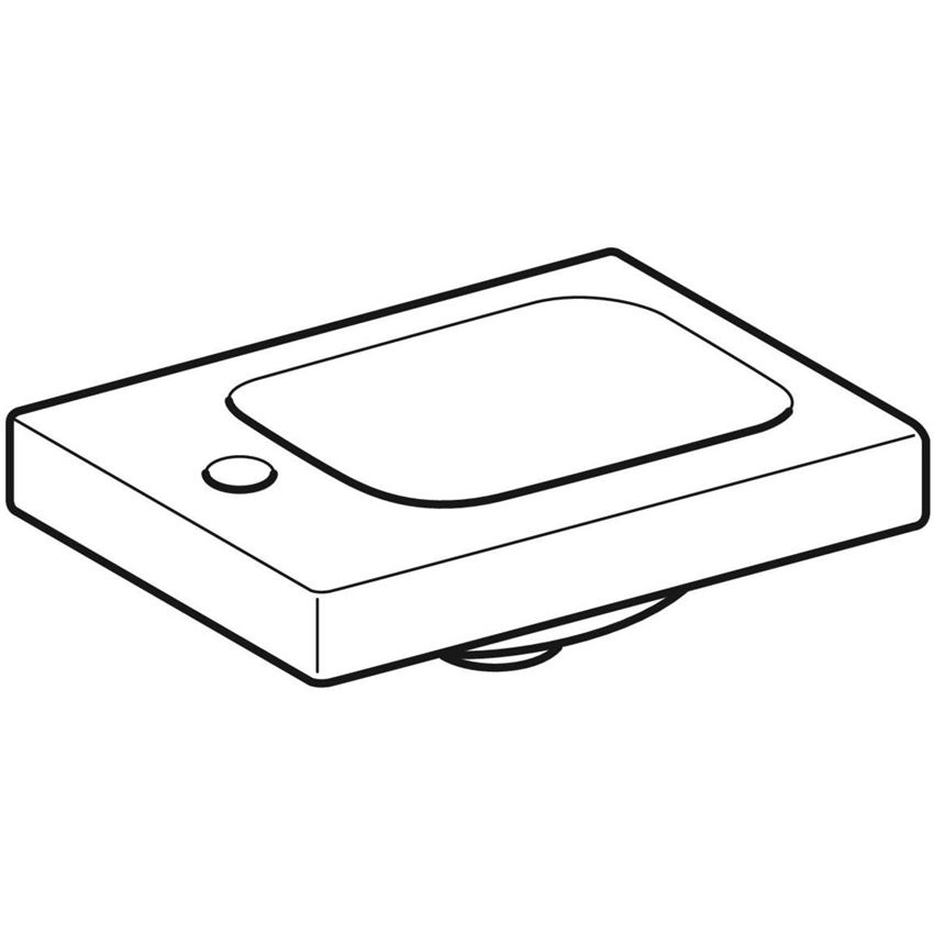 Umywalka kompaktowa z otworem na baterię po lewej bez przelewu 38 cm biała/KeraTect Geberit iCon rysunek