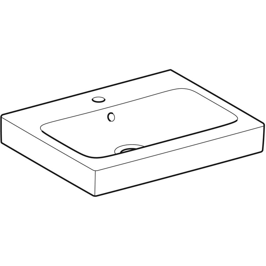 Umywalka ścienna z otworem na baterię z przelewem 60 cm biała/KeraTect Geberit iCon rysunek