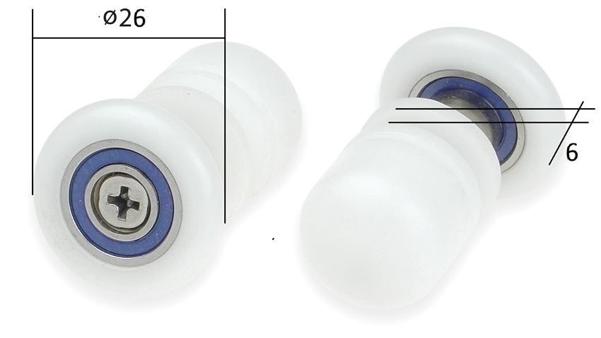 Rolki pojedyncze do szyb 6 mm Deante