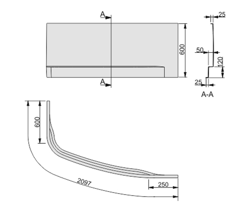 Obudowa do wanny Sanplast Free Line 620-040-1440-01-000 rys techniczny