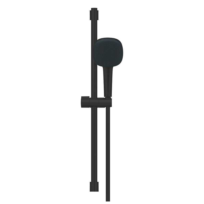 Zestaw prysznicowy z drążkiem 60 cm 2 strumienie bez baterii matte black Grohe Tempesta Cube 110