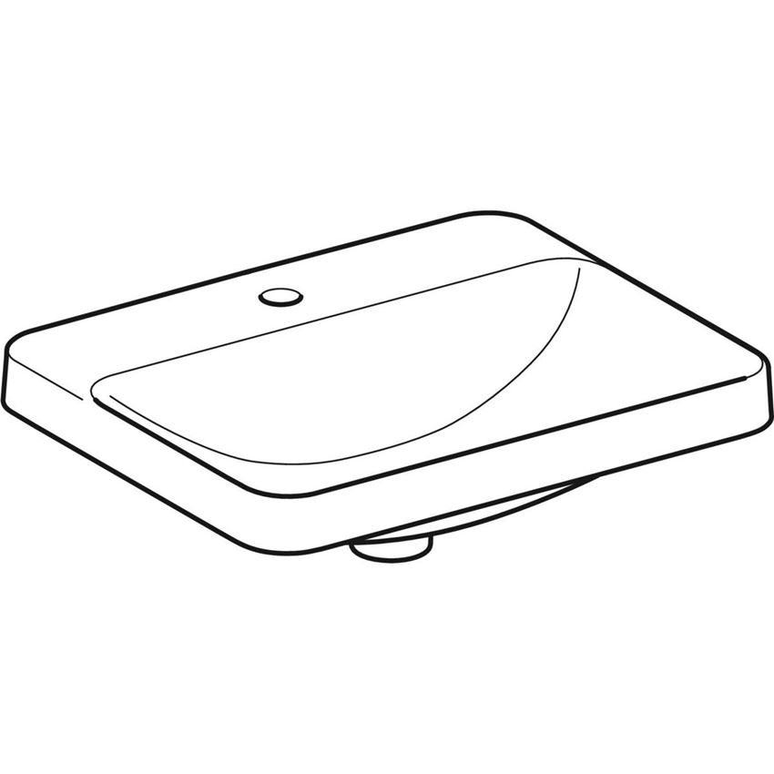 Umywalka wpuszczana w blat z otworem na baterię bez przelewu 55 cm Geberit VariForm rysunek