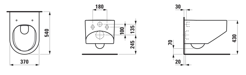 Miska WC Laufen Sonar H8203410000001 rys techniczny