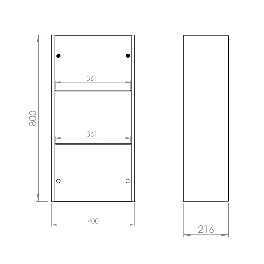 Szafka wisząca 40 cm Elita For All 40 1D (21,6) rysunek