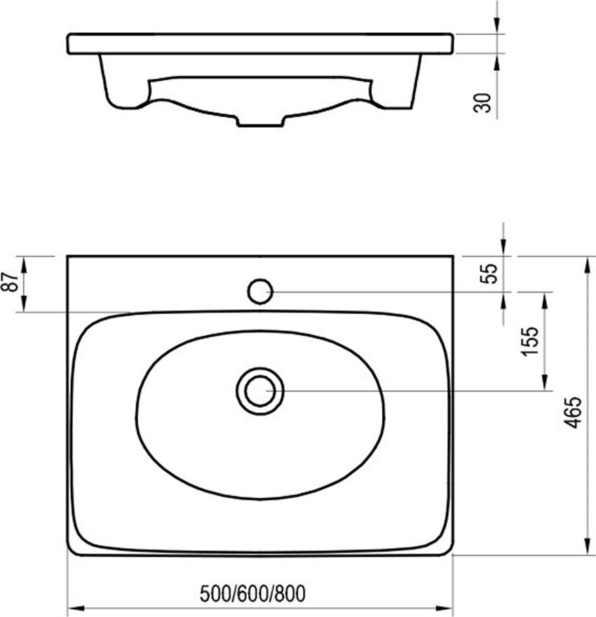 Umywalka meblowa 60 cm Ravak Balance rysunek