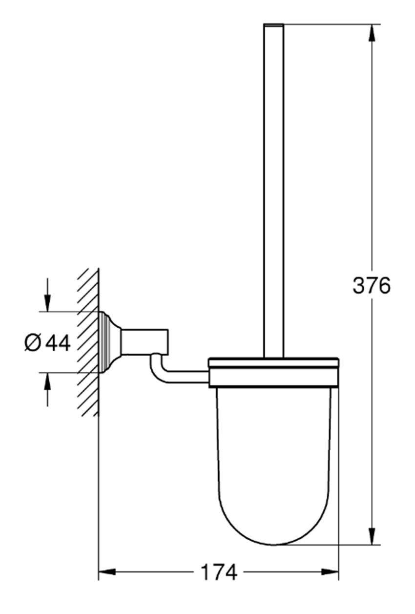 Szczotka z pojemnikiem Grohe Essentials Authentic 40658001 rys techniczny