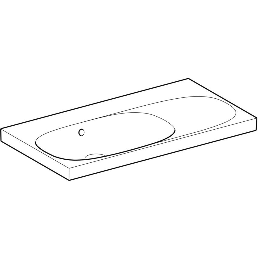 Umywalka ścienna z powierzchnią odkładczą z prawej bez otworu na baterię 90 cm Geberit Acanto rysunek