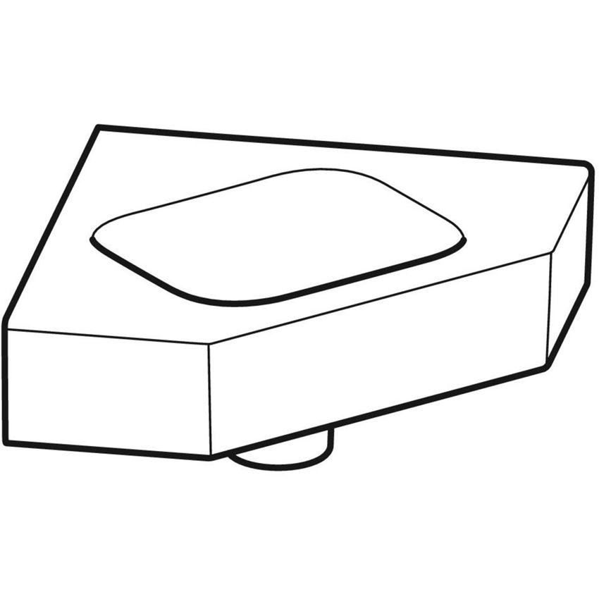 Umywalka kompaktowa narożna bez otworu na baterię bez przelewu 46 cm biała Geberit iCon rysunek