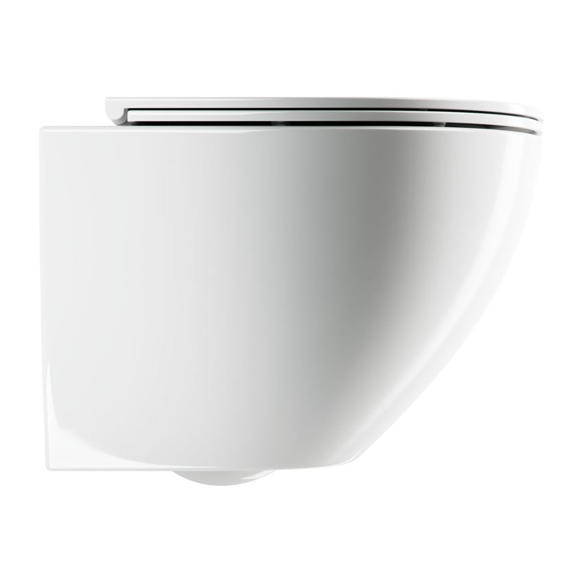 Miska WC wisząca bezkołnierzowa z deską wolnoopadającą, 54x37 cm biały połysk Omnires Ottawa Comfort